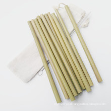 Green Bamboo Straw with Cotton Bag